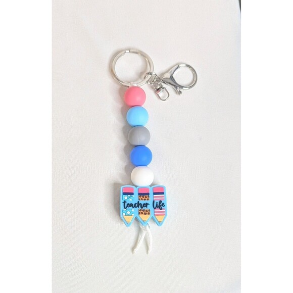 Handmade Accessories - Handmade Silicone Bead Keychain/Bag Charm - Teacher Life
